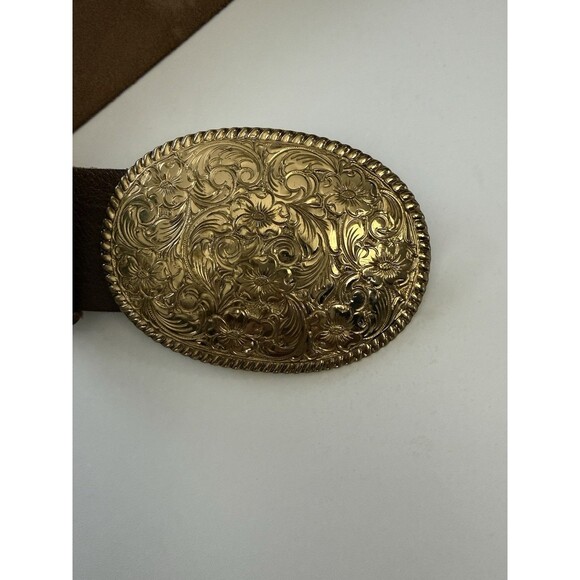 Ed Artturo Crumrine Jewelers Bronze Western Belt Buckle Floral VTG belt 32 36 main image 4
